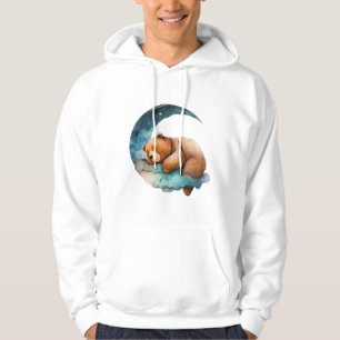Cute Teddy Bear Sleeping on the Crescent Moon Hoodie