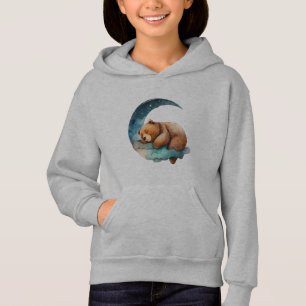 Cute Teddy Bear Sleeping on the Crescent Moon Hoodie