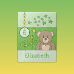 Cute Teddy Bear Stars Name Green Jigsaw Puzzle at Zazzle