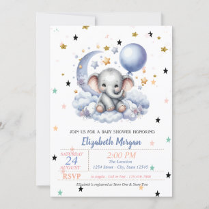 Cute Teddy Bear Stars Princess Baby Shower Invitation