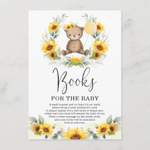 Cute Teddy Bear Sunflower Greenery Books for Baby Enclosure Card