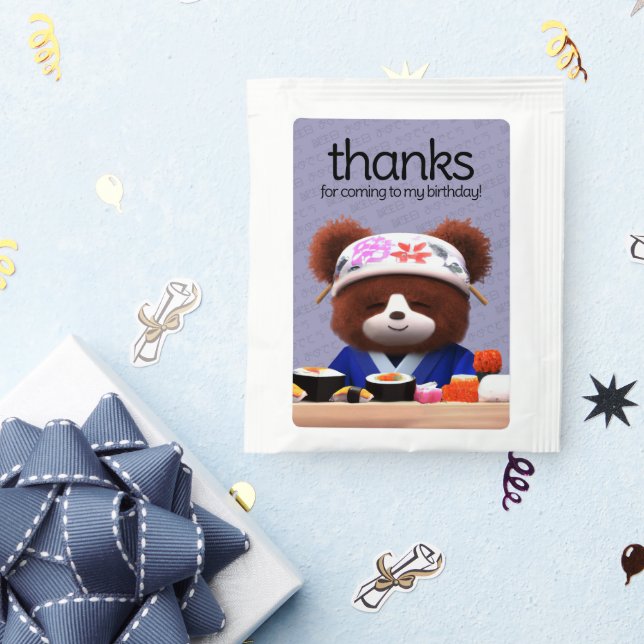 Cute Teddy Bear Sushi Chef Birthday Party Tea Bag Drink Mix (Packets)