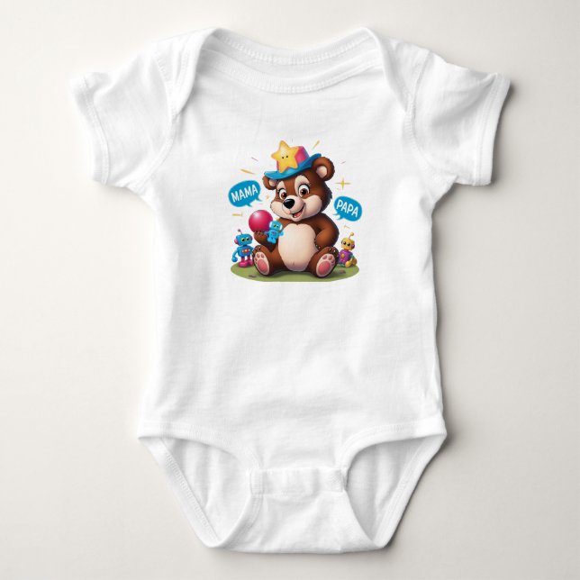 Cute Teddy Bear T-Shirt  Baby Bodysuit (Front)