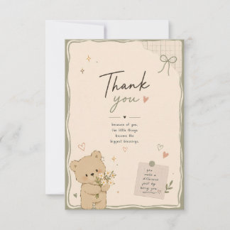 Cute Teddy Bear Thank You Card