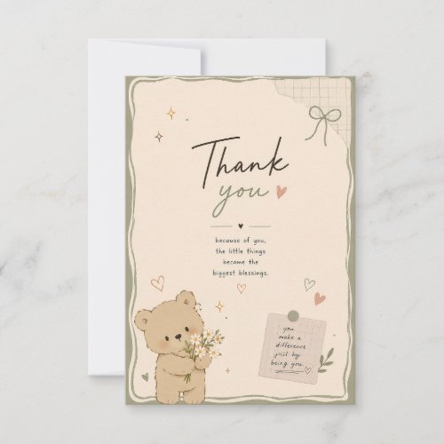 Cute Teddy Bear Thank You Card