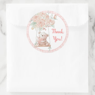 Cute Teddy Bear Thank You Classic Round Sticker