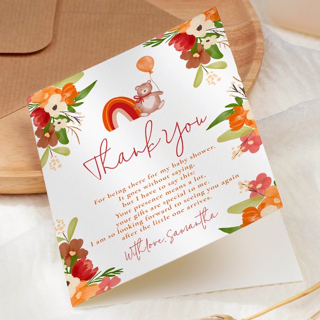 Cute teddy bear thank you rainbow baby shower card (Cute teddy bear thank you rainbow baby shower)