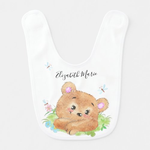 Cute Teddy Bear Theme Baby Girl Shower Gift  Baby Bib