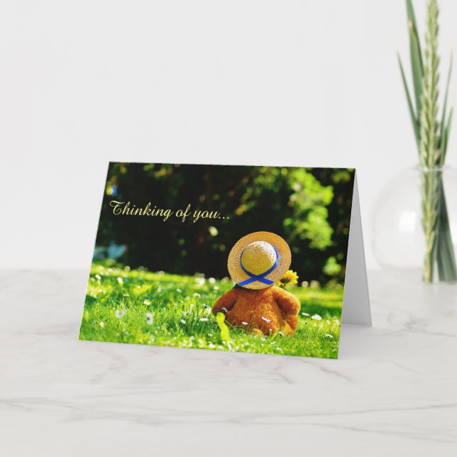 Cute Teddy Bear Thinking of You Card (Front)