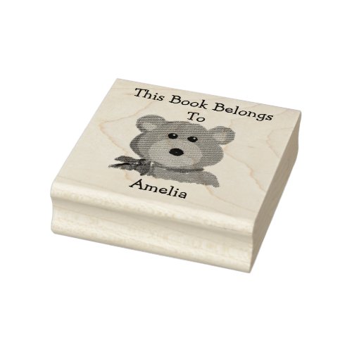 Cute Teddy Bear This Book Belongs Rubber Stamp