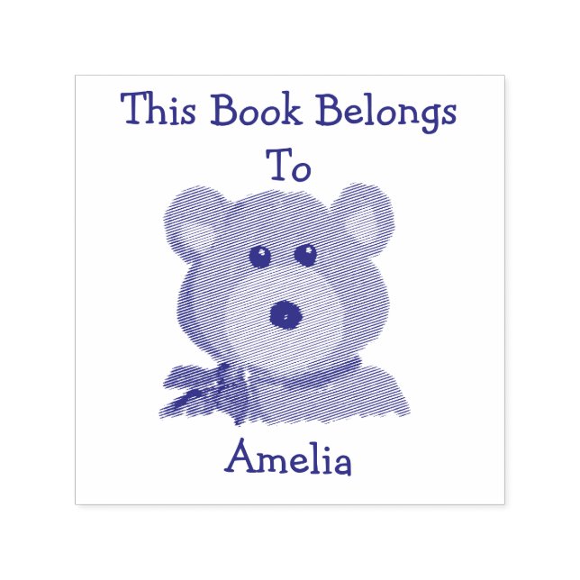 Cute Teddy Bear This Book Belongs To Self-inking Stamp (Design)