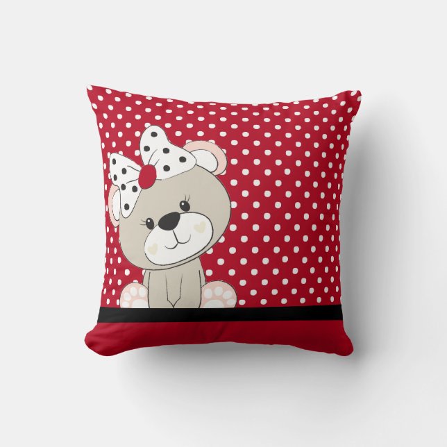 cute teddy bear throw pillow (Front)