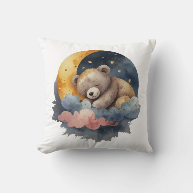 Cute Teddy Bear Throw Pillow (Front)