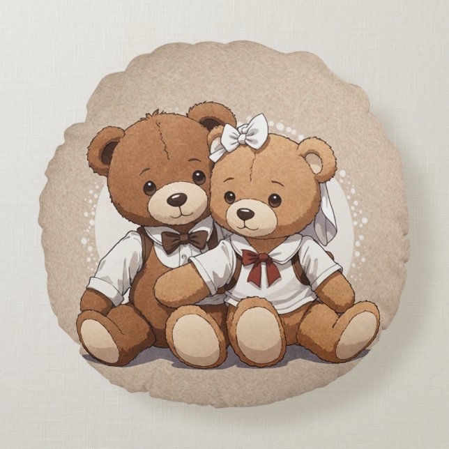 Cute Teddy Bear Throw Pillow for Kids (Front)