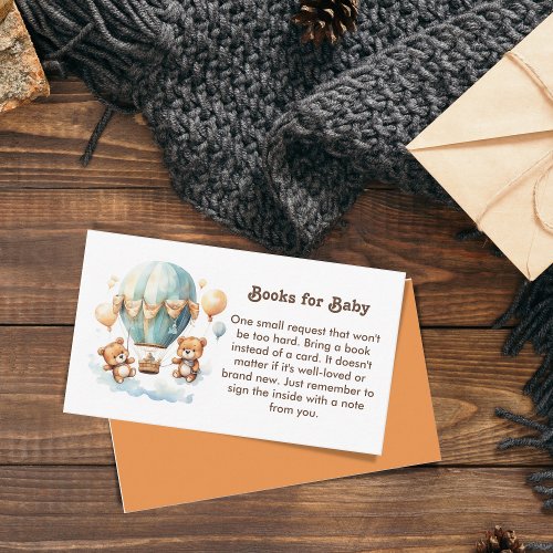 Cute Teddy Bear Twins baby Shower Books for Baby Enclosure Card