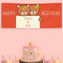 Cute Teddy Bear Twins Birthday Party