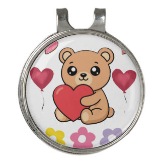 Cute Teddy Bear Valentine Golf Hat Clip