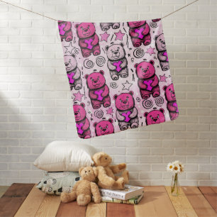 Cute Teddy Bear Valentine Pattern Baby Blanket
