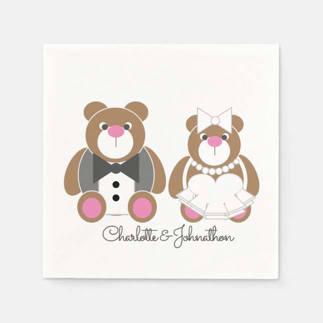 Cute teddy bear wedding napkins (Front)