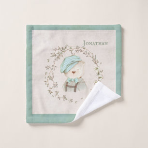 Cute Teddy Bear Whimsical Vintage Minimalistic Wash Cloth