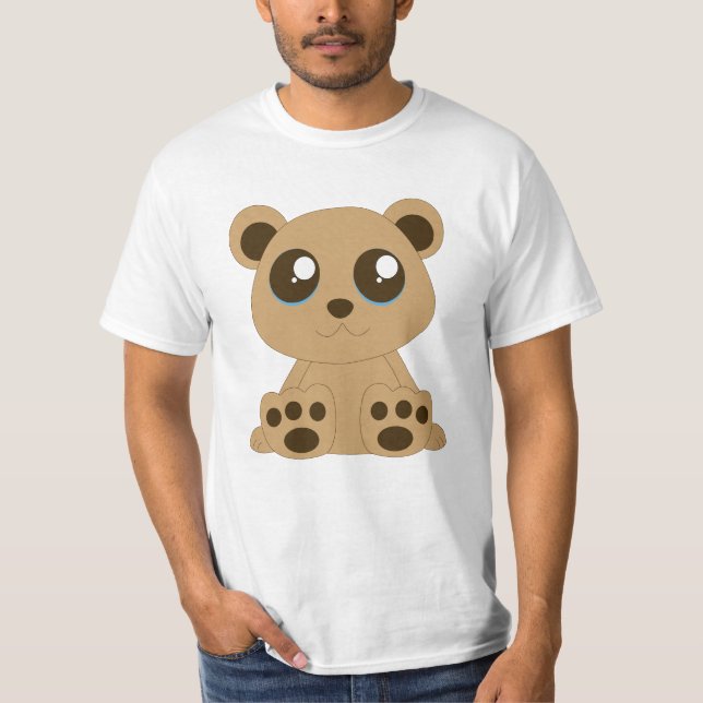 Cute Teddy Bear White  T-Shirt (Front)