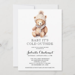 Cute Teddy Bear Winter Invitation