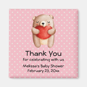 Cute Teddy Bear with a Red Heart Party Thank You Magnet