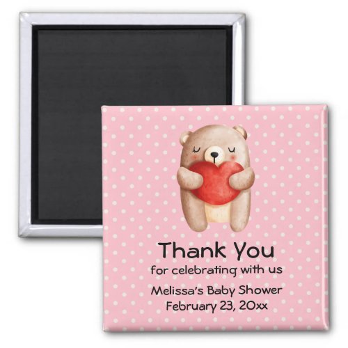 Cute Teddy Bear with a Red Heart Party Thank You Magnet