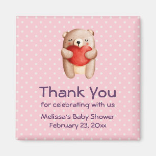 Cute Teddy Bear with a Red Heart Party Thank You Magnet