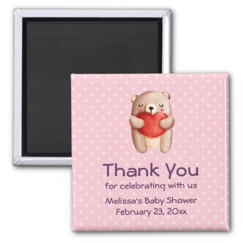 Cute Teddy Bear with a Red Heart Party Thank You Magnet