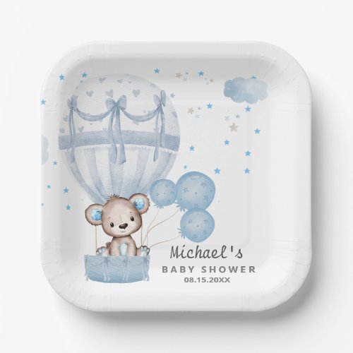 Cute teddy bear with Air Hot Balloon   Paper Plates