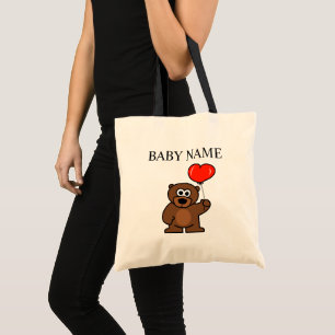 Cute teddy bear with balloon baby stuff tote bag