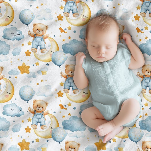 Cute teddy bear with balloon we can bearly wait baby blanket (Cute teddy bear with balloon we can bearly wait baby blanket)