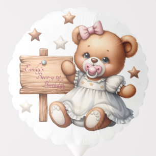 Cute Teddy Bear with Balloons and Gifts