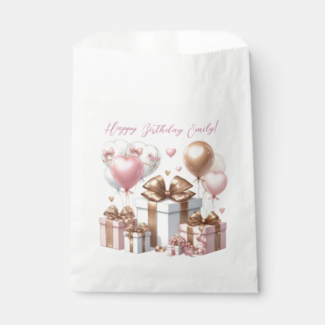 Cute Teddy Bear with Balloons and Gifts Favor Bag (Front)
