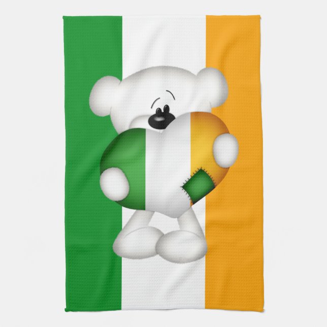 Cute Teddy Bear With Big Irish Heart Towel (Vertical)