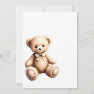Cute Teddy Bear with Bow - Soft Plush Invitation