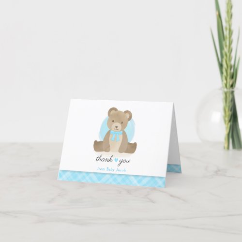Cute Teddy Bear with Bow Tie Baby Shower Thank You