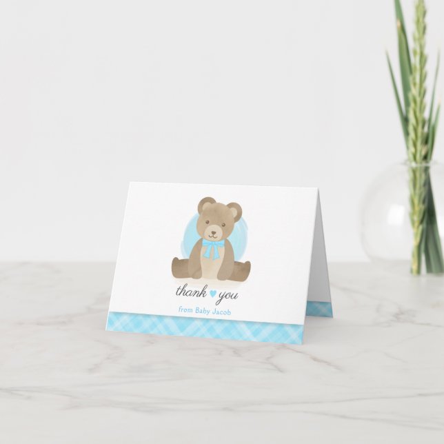 Cute Teddy Bear with Bow Tie Baby Shower Thank You (Front)