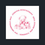 Cute Teddy Bear with Christmas Presents Address Self-inking Stamp<br><div class="desc">Name and Address stamp with a cute illustration featuring a Victorian style teddy bear. Wearing a fancy red bow. Drawn in a a cute old fashioned vintage style. Red and blue pastel Christmas presents surround this warm-hearted bear.</div>