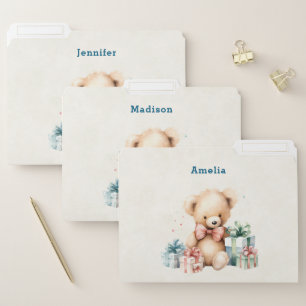 Cute Teddy Bear with Christmas Presents File Folder