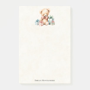 Cute Teddy Bear with Christmas Presents Post-it Notes