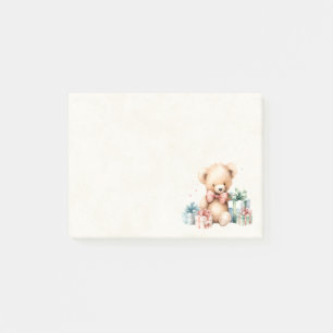 Cute Teddy Bear with Christmas Presents Post-it Notes