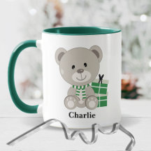 Cute Teddy Bear with Green Christmas Presents