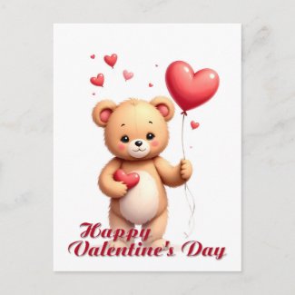 Cute Teddy Bear with Heart – Happy Valentine’s Day