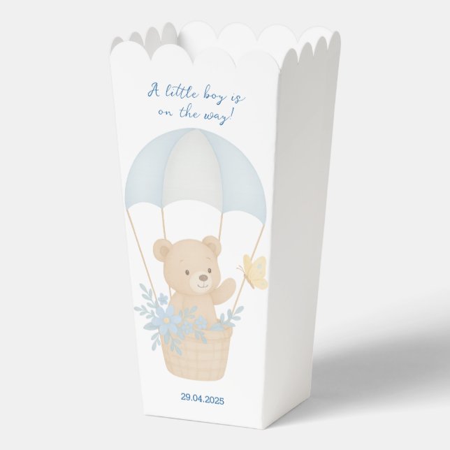 Cute Teddy Bear with Parachute Baby Shower  Favor Boxes (Front)
