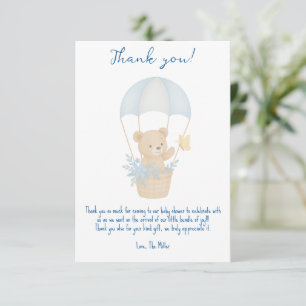 Cute Teddy Bear with Parachute Baby Shower  Thank You Card