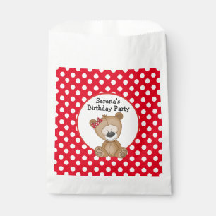 Cute Teddy Bear with Polka Dots Birthday Favor Bag