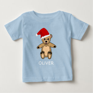 Cute Teddy Bear with Santa Hat Christmas Baby T-Sh Baby T-Shirt