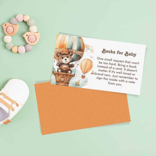 Cute Teddy Bear  Woodland Books for Baby Shower Enclosure Card (Creator Uploaded)